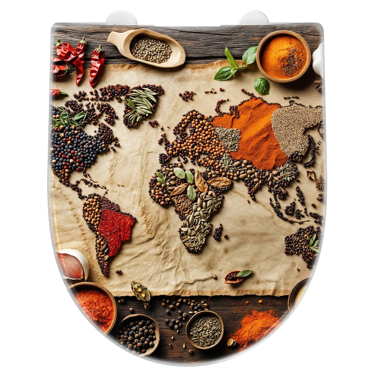 WC-Sitz mit Absenkautomatik Weltkarte Vintage