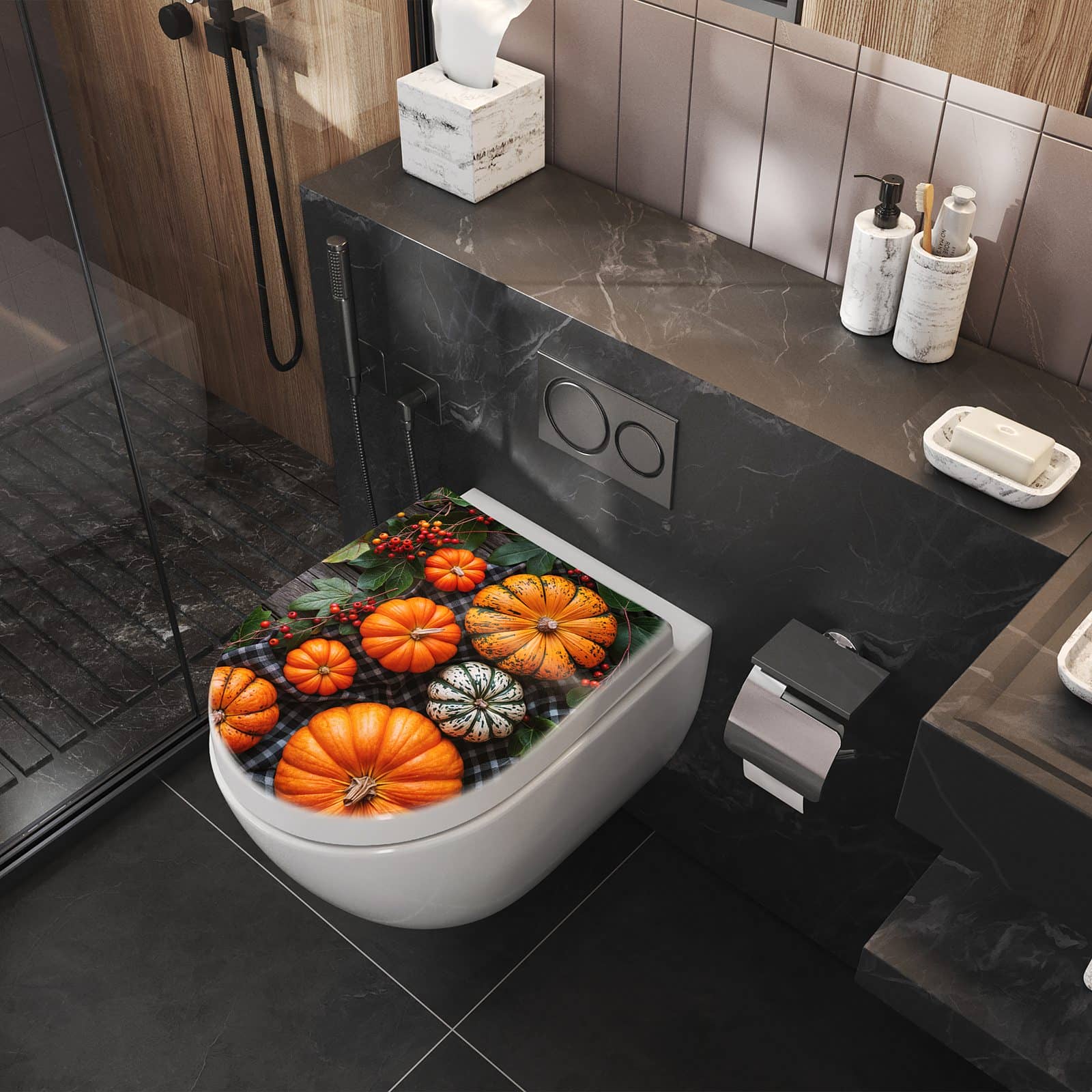 WC-Sitz mit Absenkautomatik Herbstlicher Kürbis