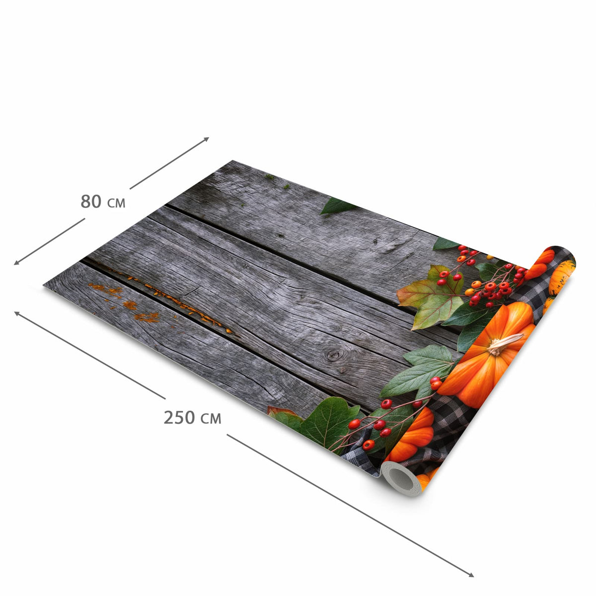 Zeitsparender Küchenläufer mit Motiv Herbstlicher Kürbis in der Grösse 90x240 cm