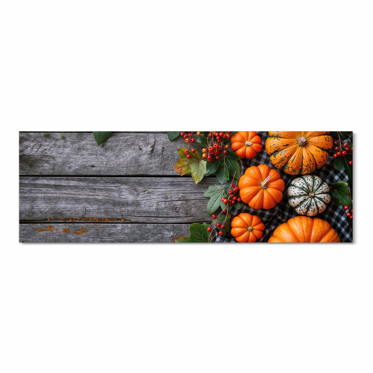 Geruchsneutraler waschbarer Küchenteppich mit Motiv Herbstlicher Kürbis in Frontansicht