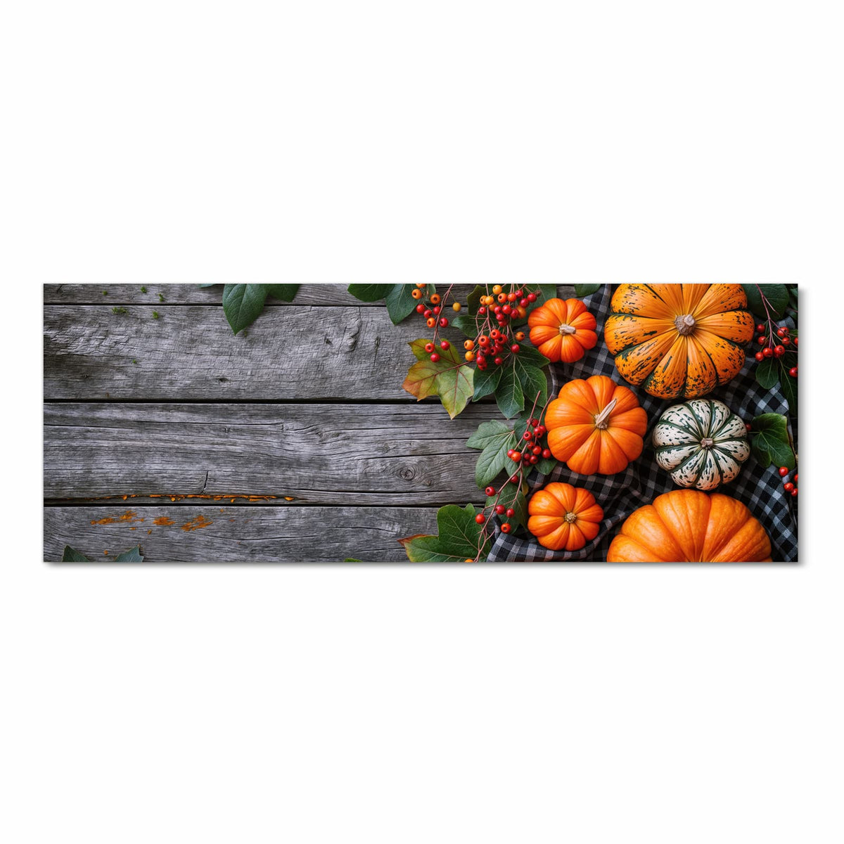 Hygienischer rutschfester Küchenläufer mit Motiv Herbstlicher Kürbis in Frontansicht