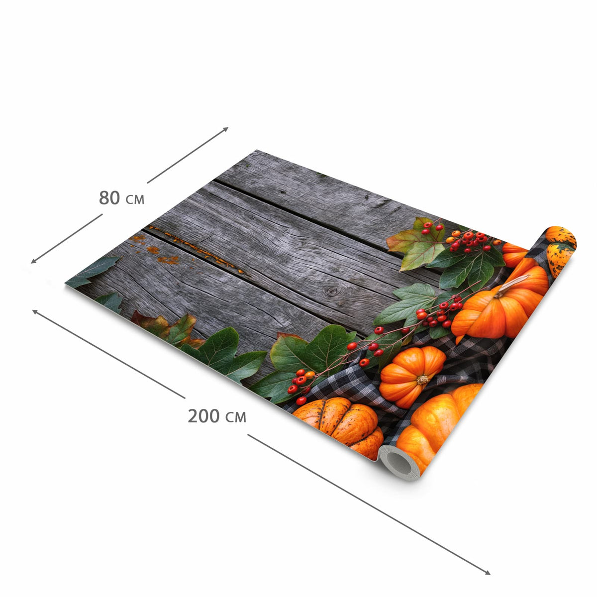 Küchenteppich mit Motiv Herbstlicher Kürbis in der Grösse 90x240 cm für sicheres Aufbewahren