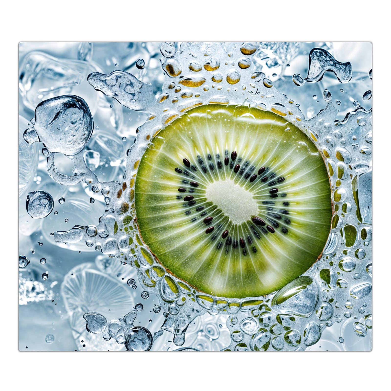 1-teilige Herdabdeckplatte mit Kiwi mit Eis-Motiv in der Frontansicht
