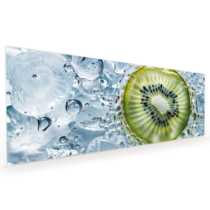 Küchenrückwand mit dem Motiv Kiwi in Wasserblasen