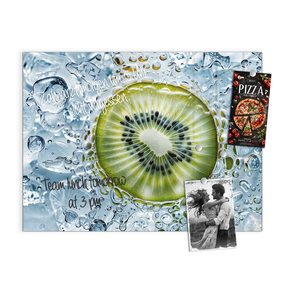 Maße Magnettafel - Kiwi in Wasserblasen