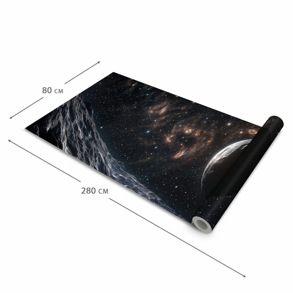 Rutschfester waschbarer Küchenteppich mit Motiv Weltraumlandschaft in der Grösse 80x300 cm