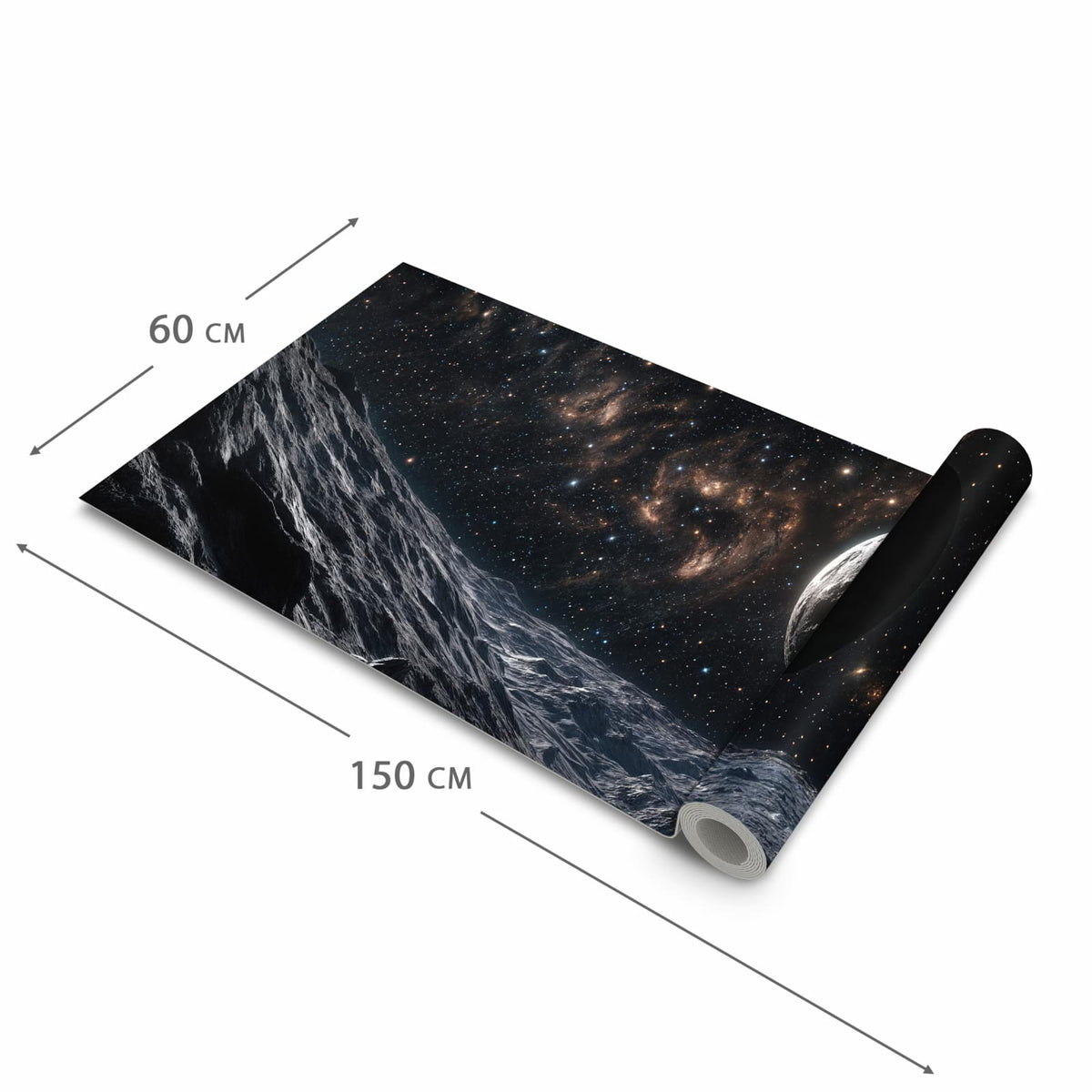 Komfortabler rutschfester Teppich mit Motiv Weltraumlandschaft in der Grösse 80x300 cm