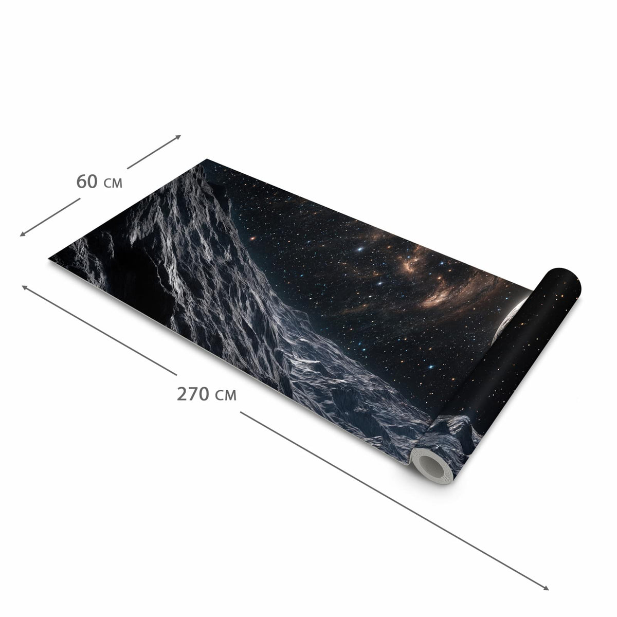 Waschbarer Teppich für Esstisch mit Motiv Weltraumlandschaft in der Größe 80x300 cm