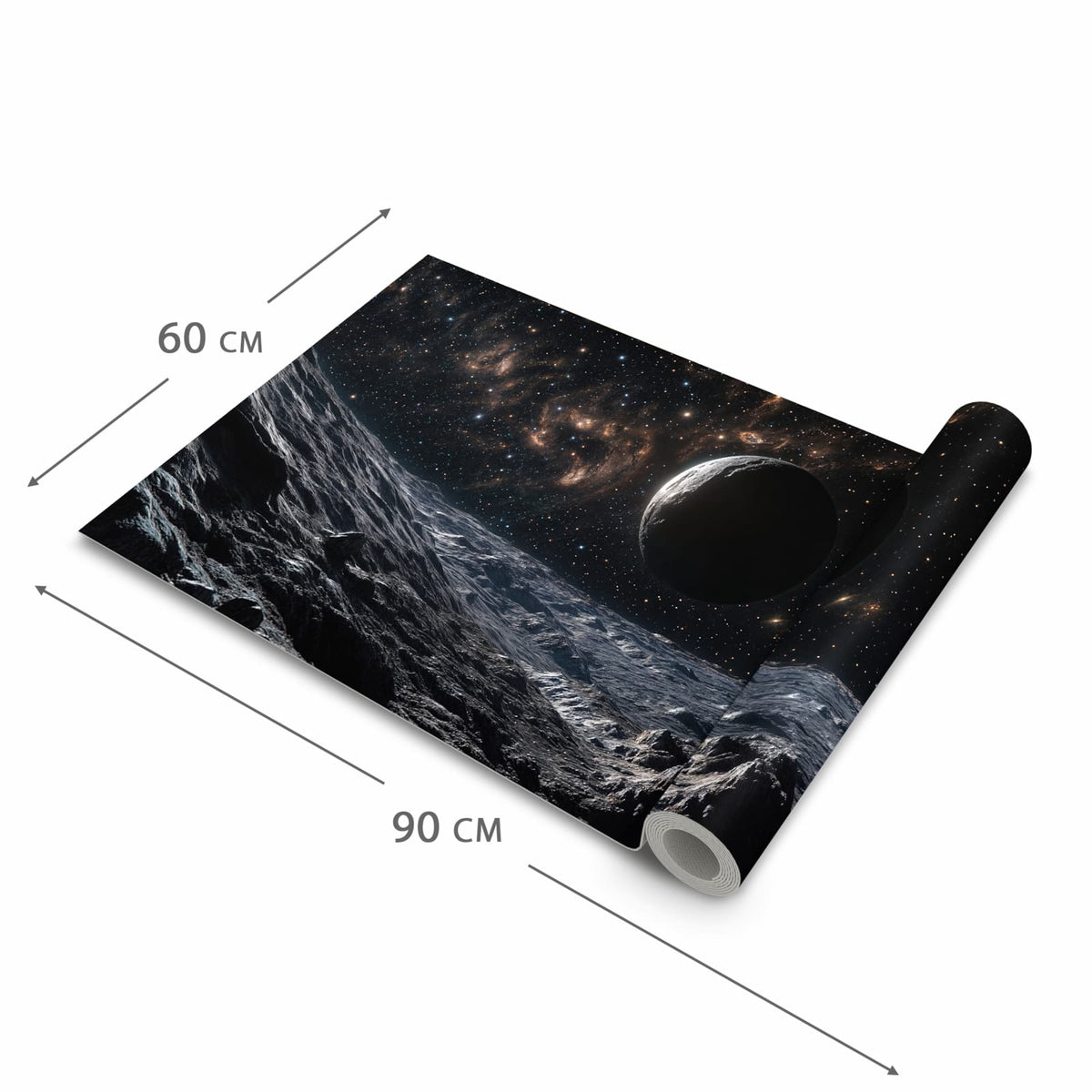 Strapazierfähiger Bodenläufer mit Motiv Weltraumlandschaft in der Grösse 80x300 cm