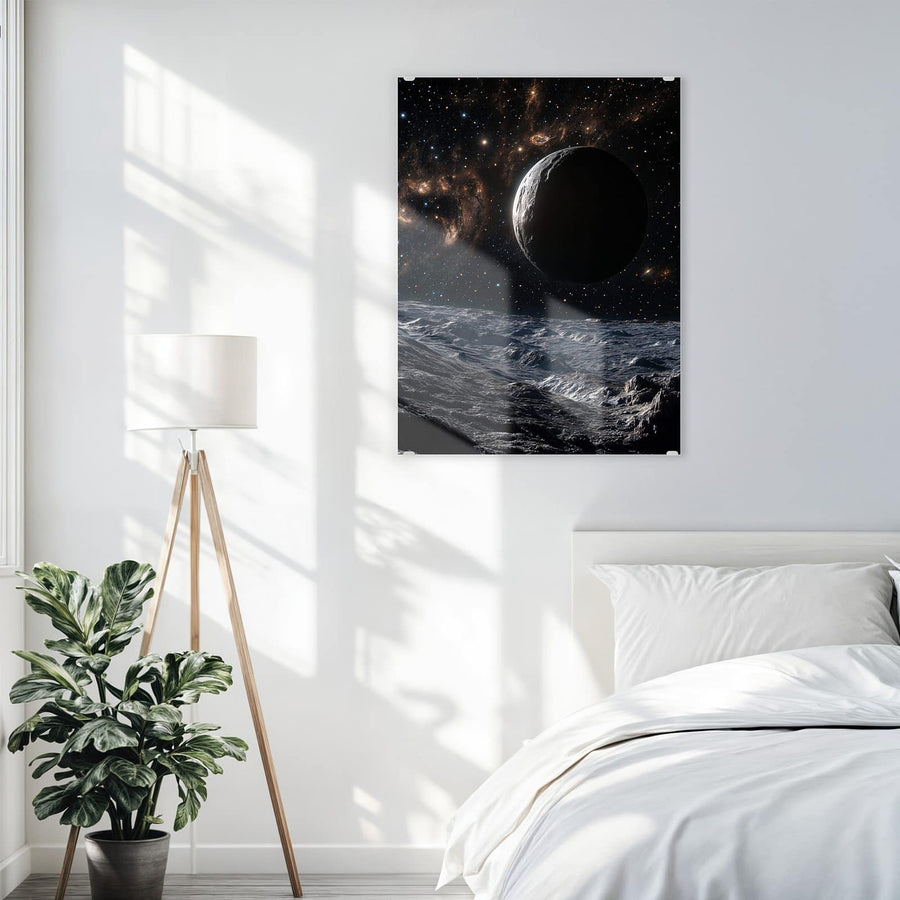Maße Wandbild - Mondlandschaft im All - Hochformat