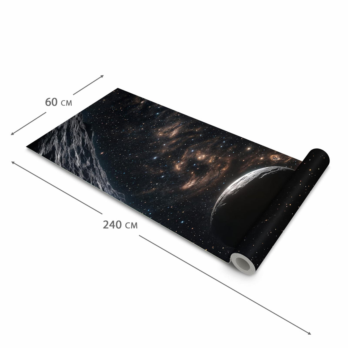 Waschbarer Teppich fürs Esszimmer mit Motiv Weltraumlandschaft in der Größe 80x300 cm
