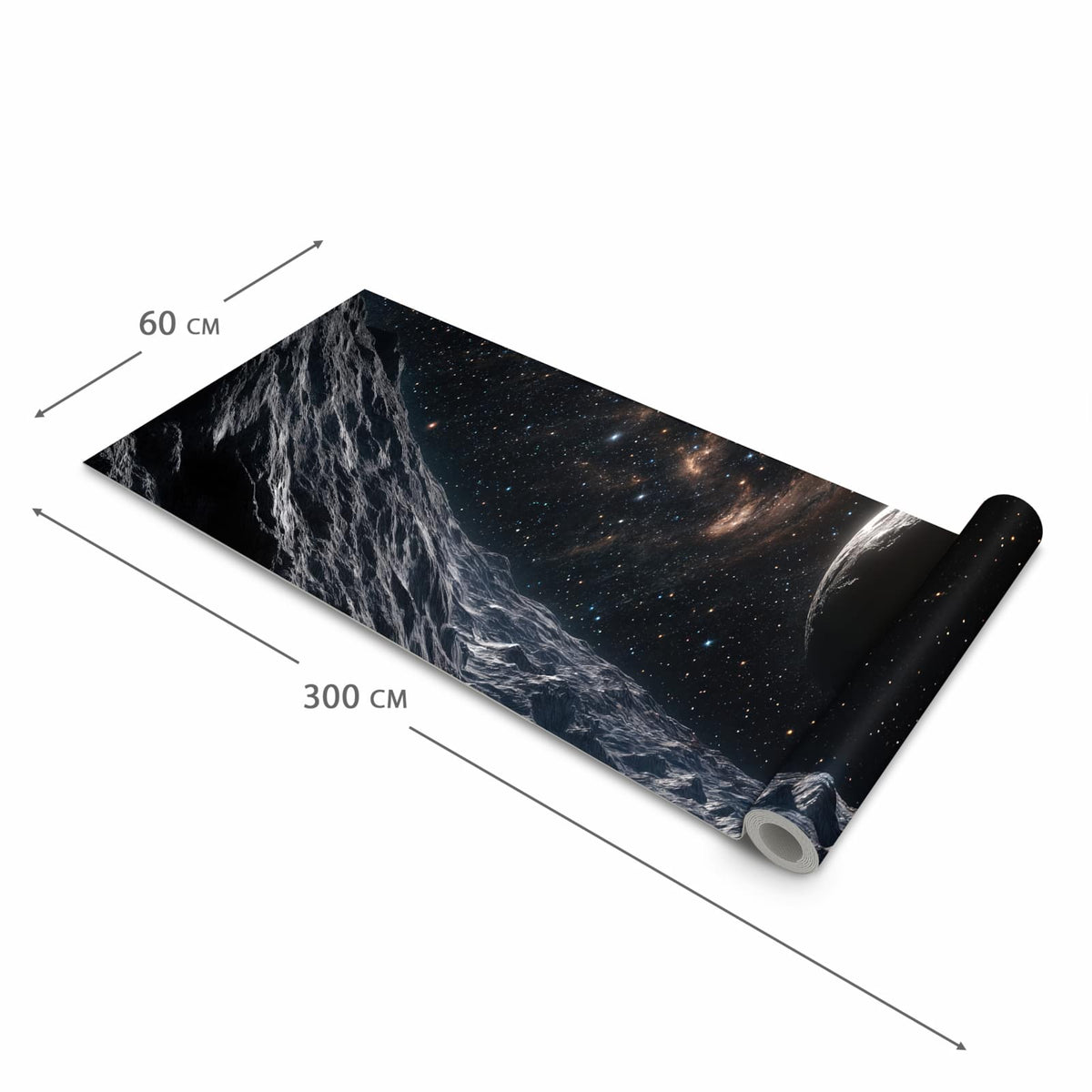 Hygienischer rutschfester Küchenteppich mit Motiv Weltraumlandschaft in der Grösse 80x300 cm