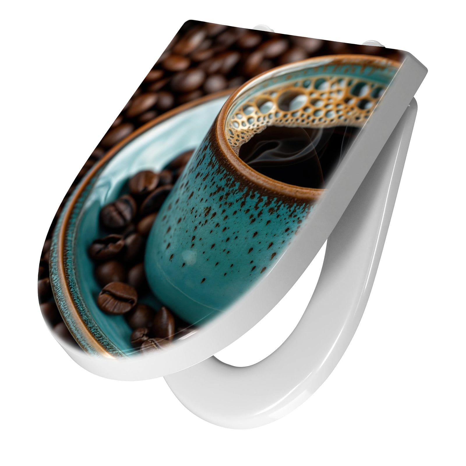 WC-Sitz mit Absenkautomatik Kaffee mit Tasse