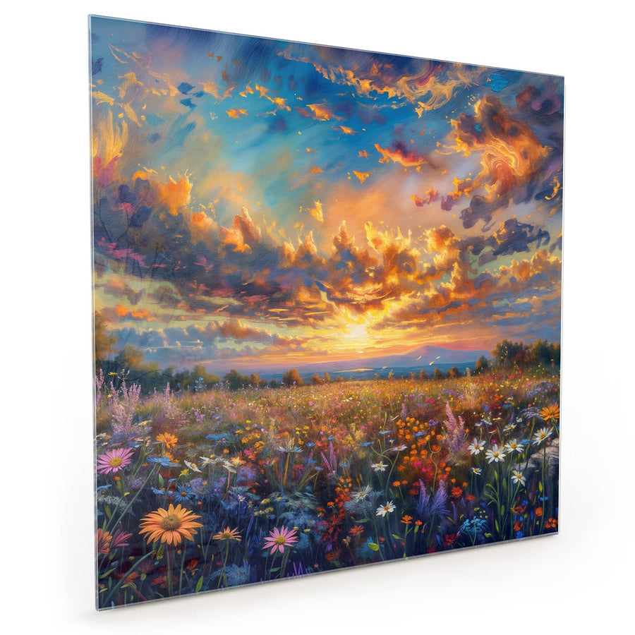 Maße Küchenrückwand Gemalte Wildblumen aus Glas
