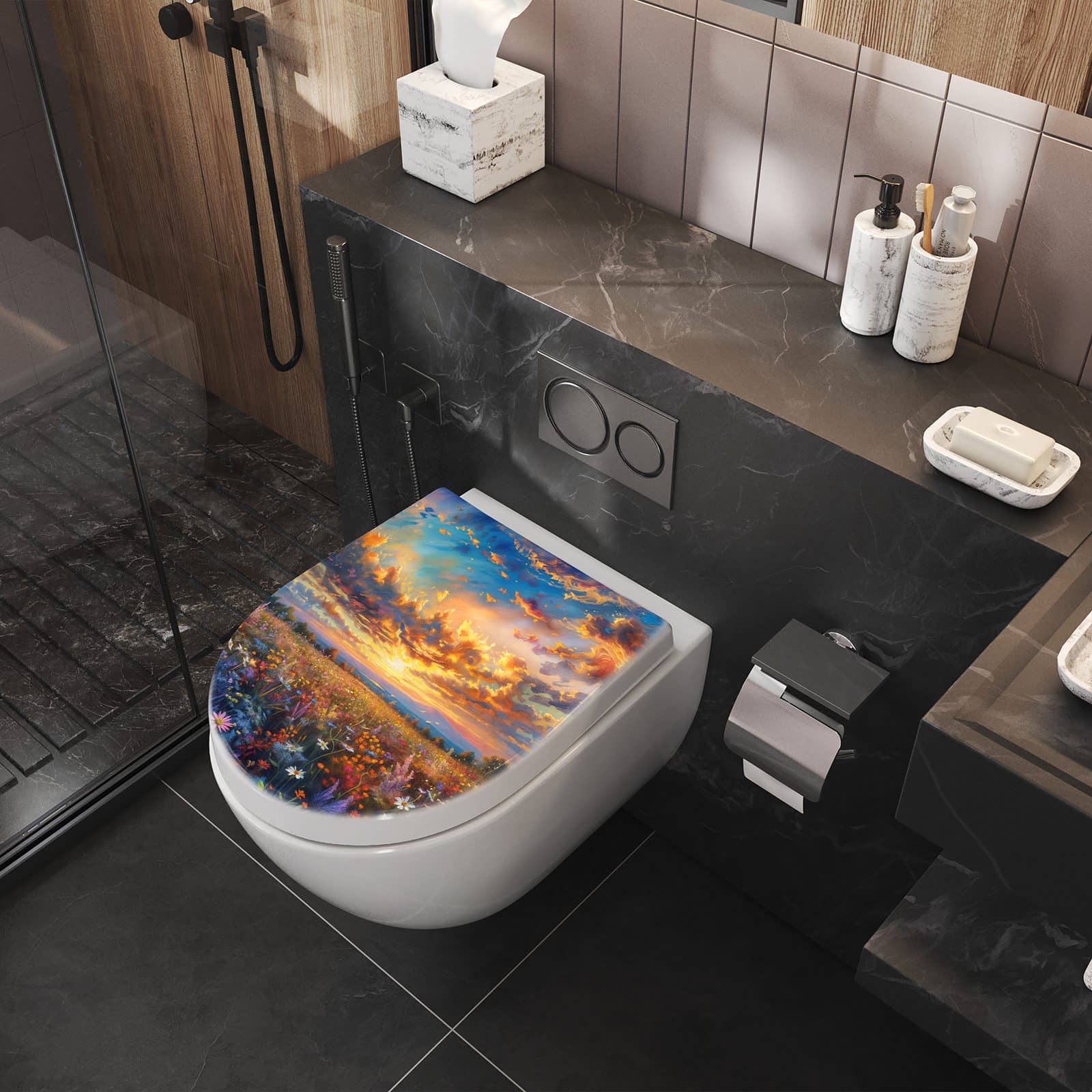 WC-Sitz mit Absenkautomatik Sonnenuntergang von Blumenwiese