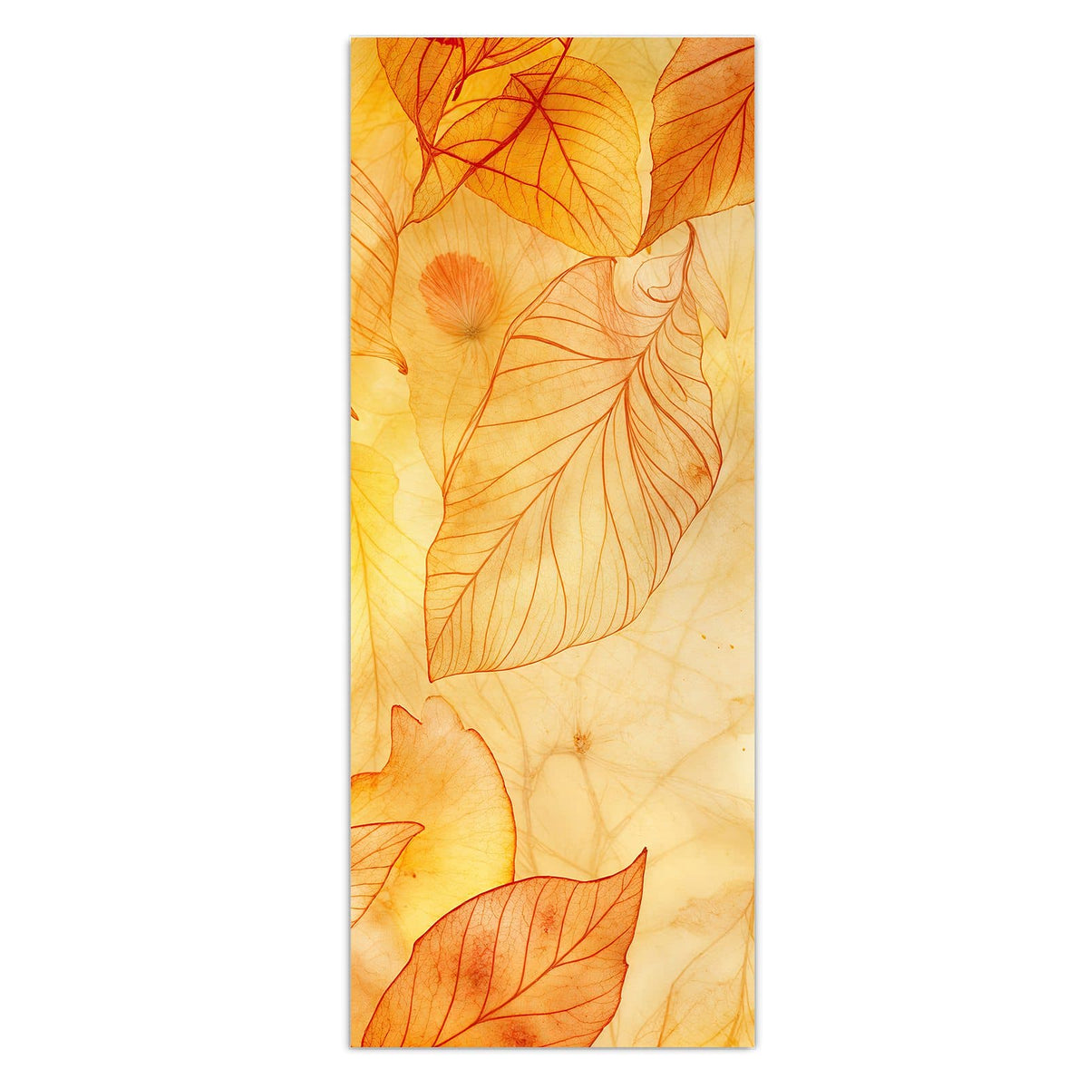 Aquarellartige, durchscheinende Blätter in Gold, Orange und Bernstein, übereinandergelegt