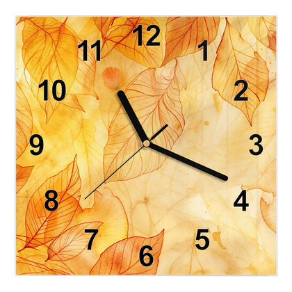 Wanduhr Quadratisch mit dem Motiv Durchscheinendes Laub