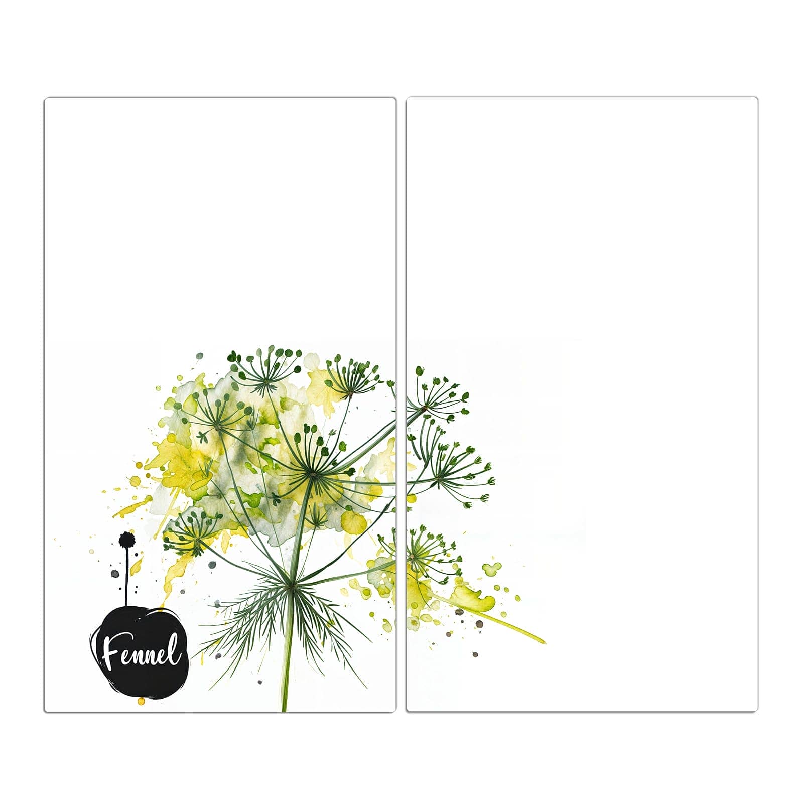 2-teilige Herdabdeckung aus Glas mit Fennel Kunstwerk-Motiv in der Frontansicht #grösse_2-Teilig (60x52cm)