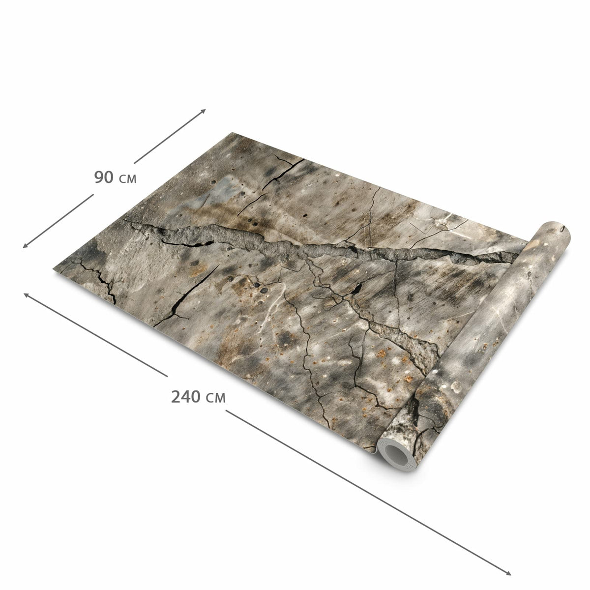 Fleckenresistenter langer Teppich mit Motiv Rissige Oberfläche in der Grösse 90x240 cm