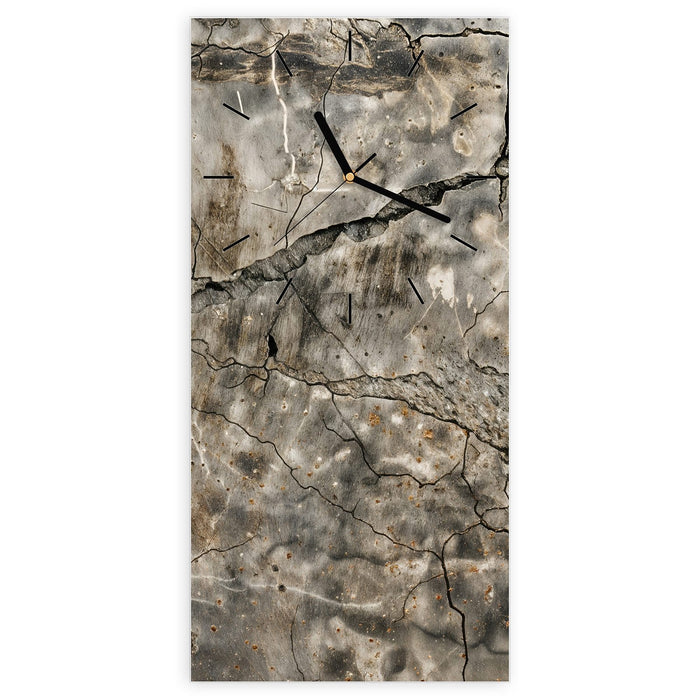 Wanduhr Rissige & Oberfläche aus Glas – Hochformat 30 × 60 cm mit Ziffernblatt Linie