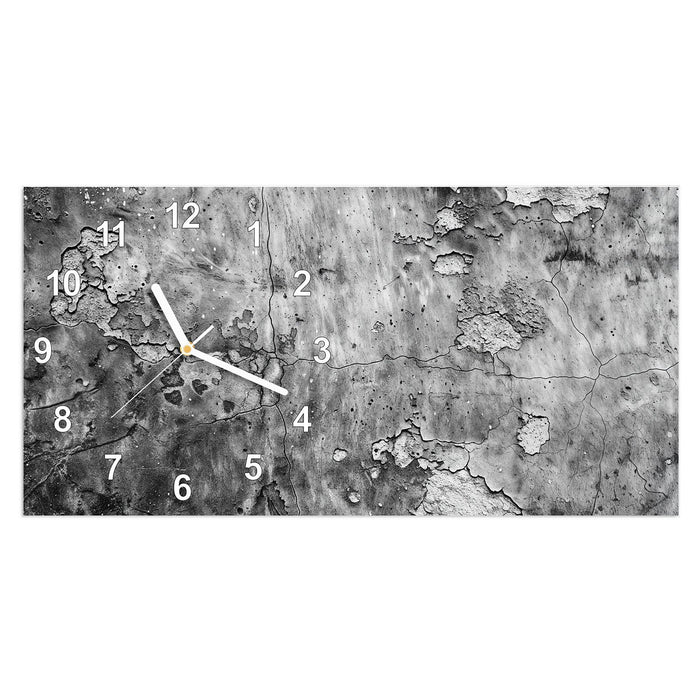 Wanduhr Abgenutzte Wand aus Glas – Querformat 60 × 30 cm mit Ziffernblatt Modern