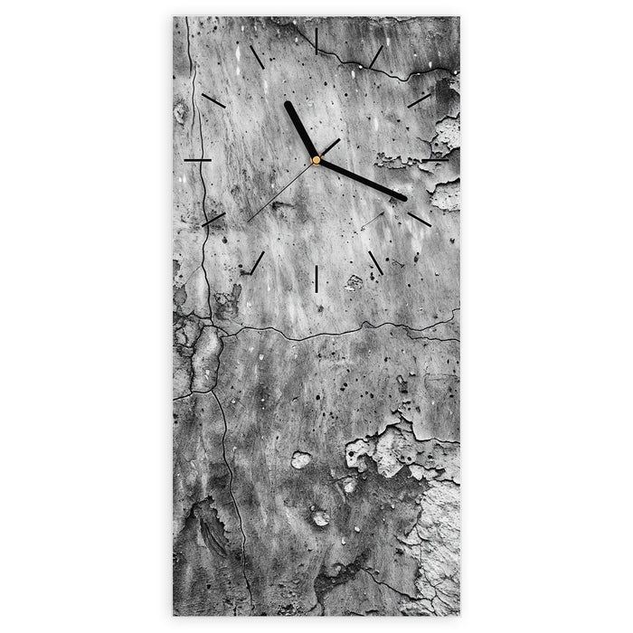 Wanduhr Abgenutzte Wand aus Glas – Hochformat 30 × 60 cm mit Ziffernblatt Linie