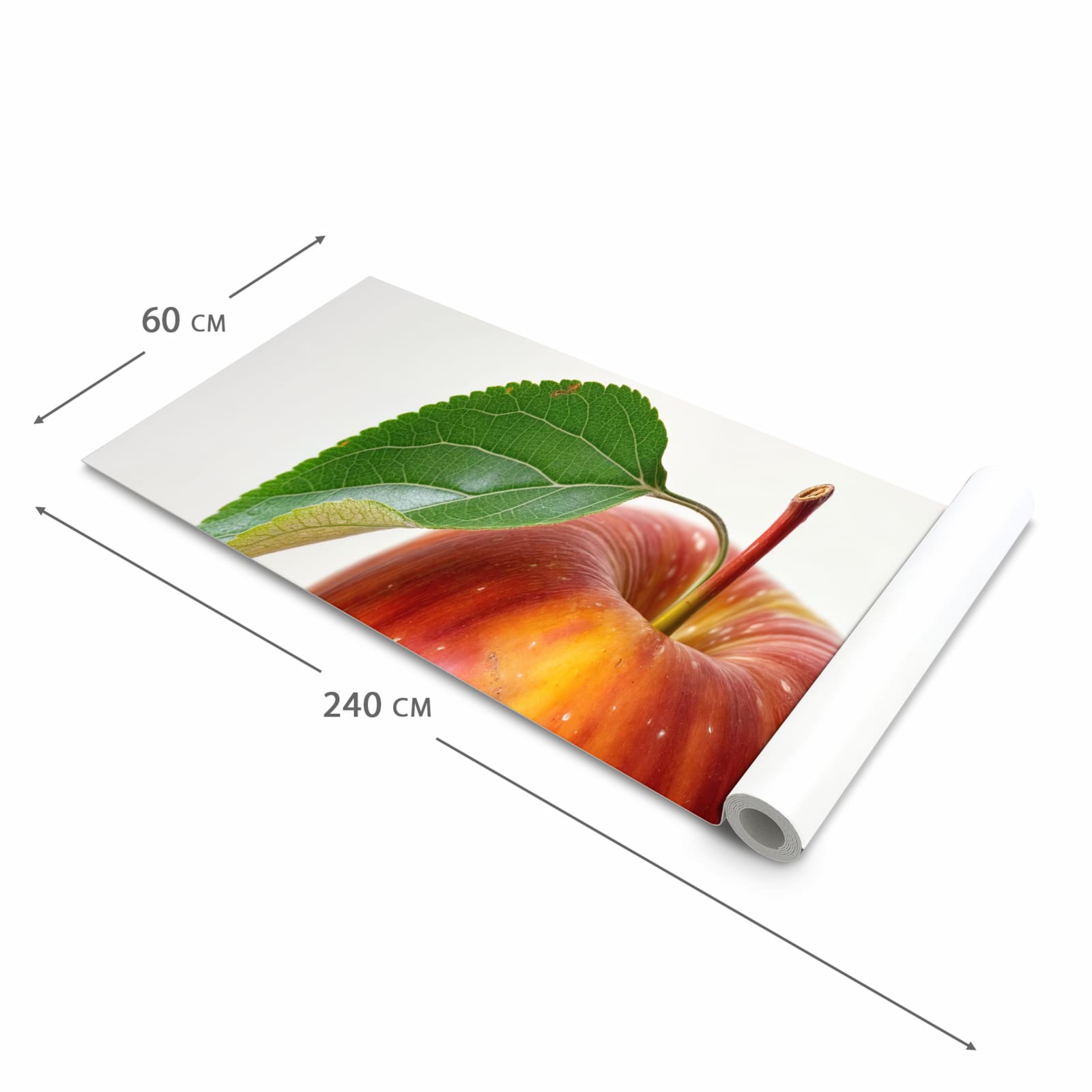 Schmutzabweisender Küchenläufer mit Motiv Roter Apfel Mit Blatt in der Grösse 80x200 cm