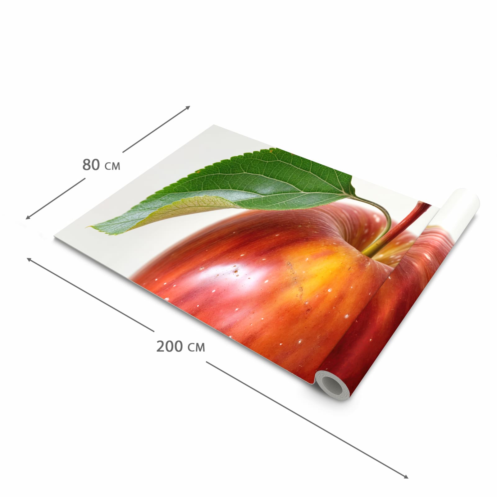 Pflegeleichter waschbarer Küchenläufer mit Motiv Roter Apfel Mit Blatt in der Grösse 80x200 cm