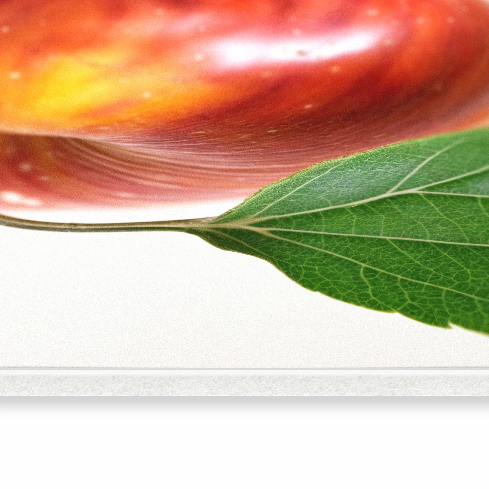 Flacher Teppich fürs Esszimmer mit Motiv Roter Apfel Mit Blatt in seitlicher Ansicht, waschbar