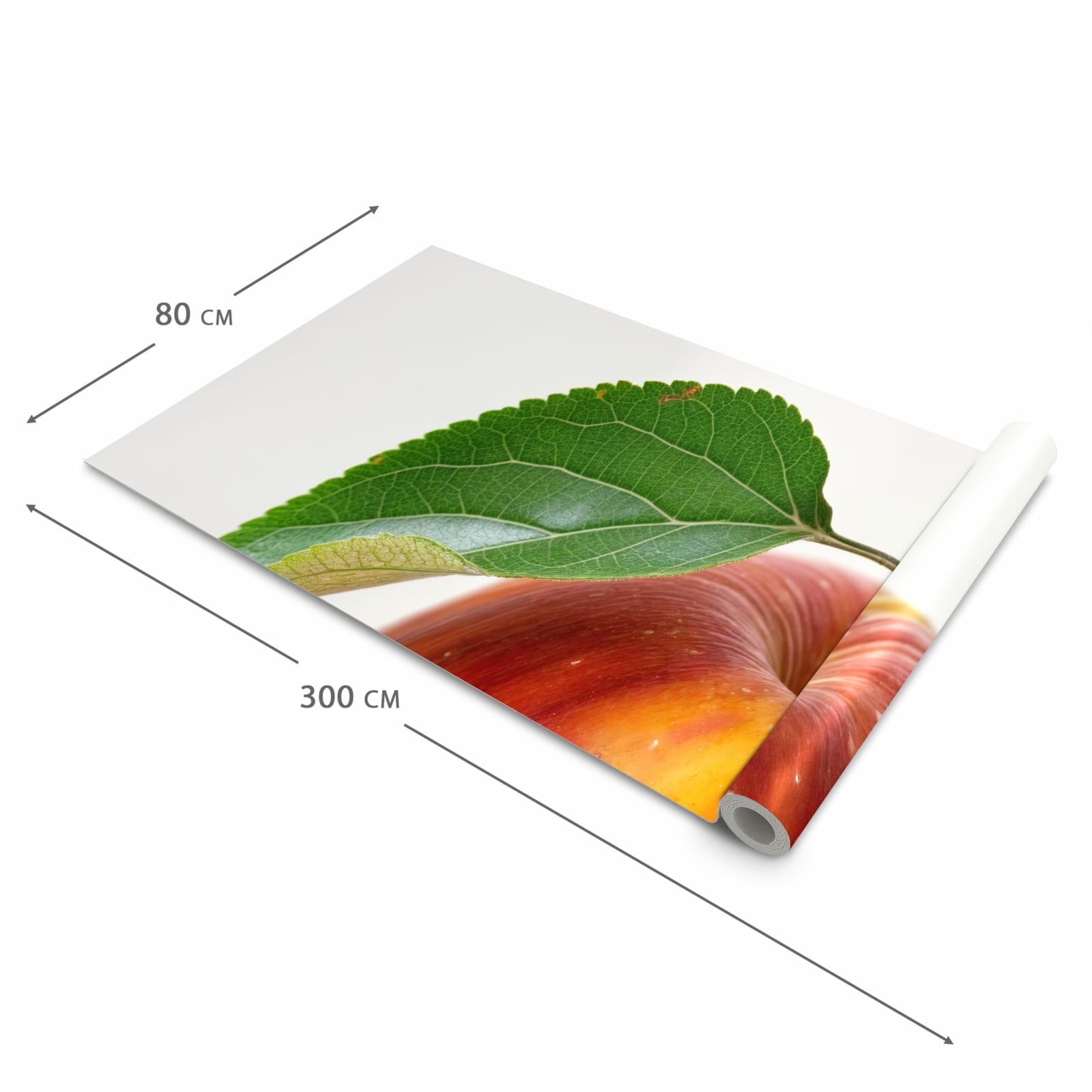 Pflegeleichter Küchenläufer nach Maß mit Motiv Roter Apfel Mit Blatt in der Größe 80x200 cm
