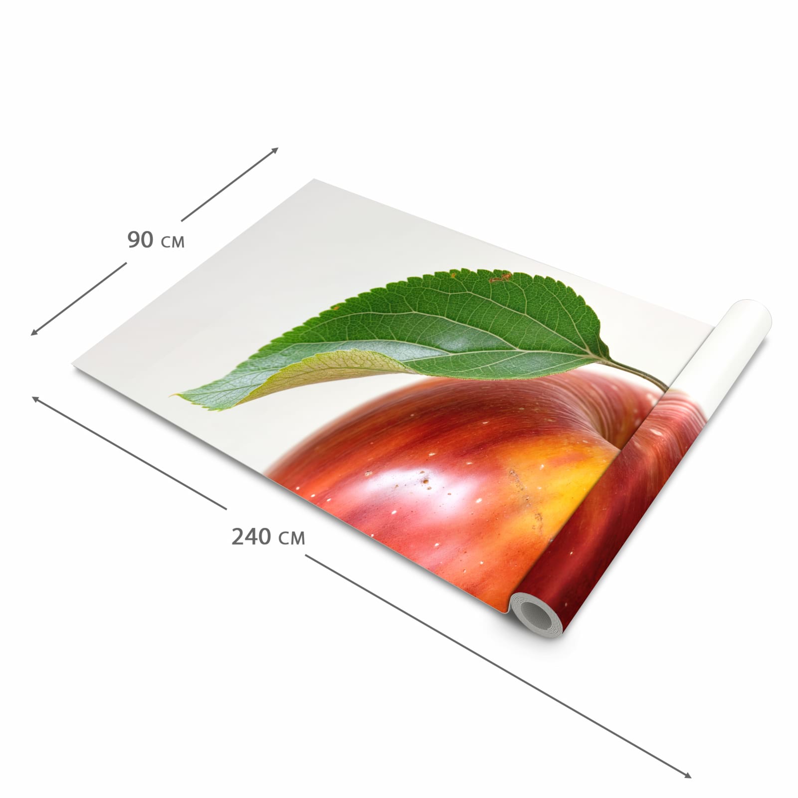 Hygienischer moderner Küchenläufer mit Motiv Roter Apfel Mit Blatt in der Grösse 80x200 cm