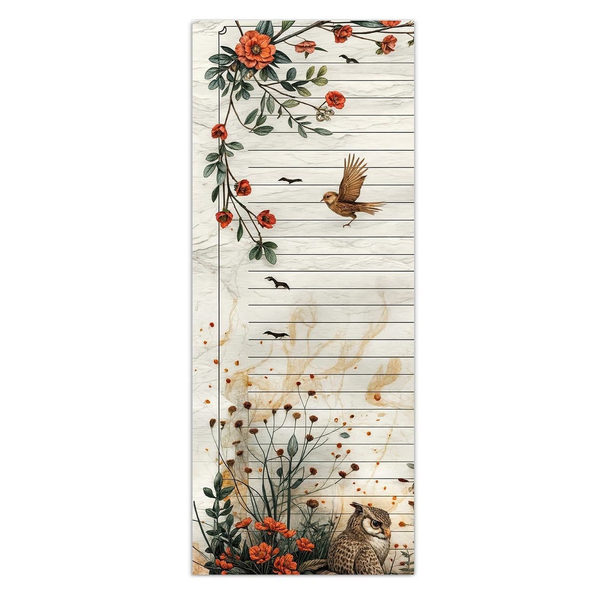 Wandbild - Baum auf Papier - Hochformat – Baum und Blumen auf Altpapier