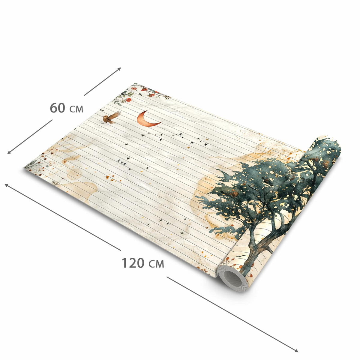 Langlebiger waschbarer Teppich mit Motiv Natur Notizblock in der Grösse 60x90 cm
