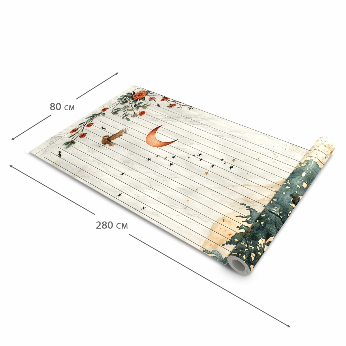 Zeitsparender waschbarer Küchenteppich mit Motiv Natur Notizblock in der Grösse 80x200 cm