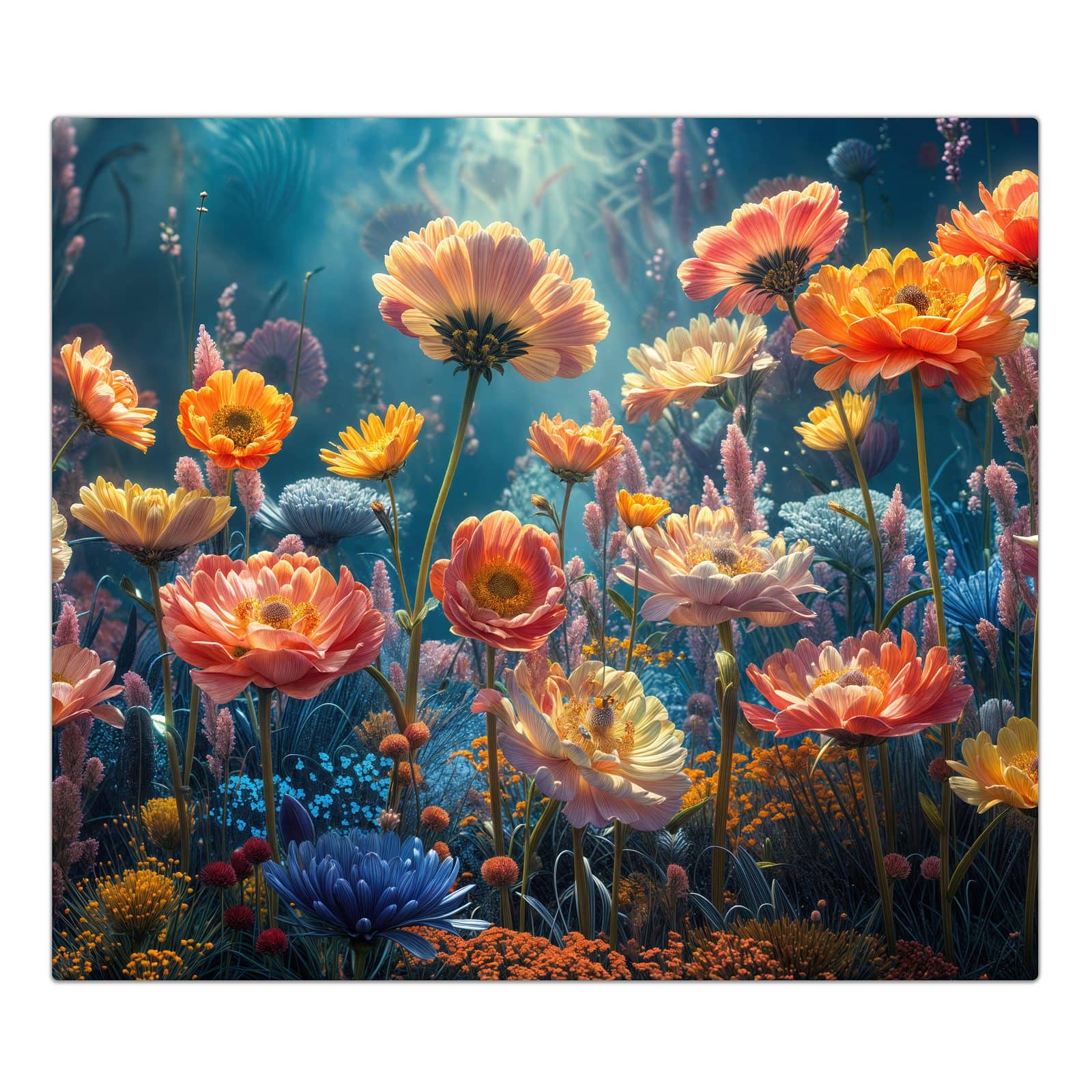 1-teilige Herdabdeckplatten für Ceranfeld mit Blumengarten-Motiv in der Frontansicht #grösse_1-Teilig (60x52cm)