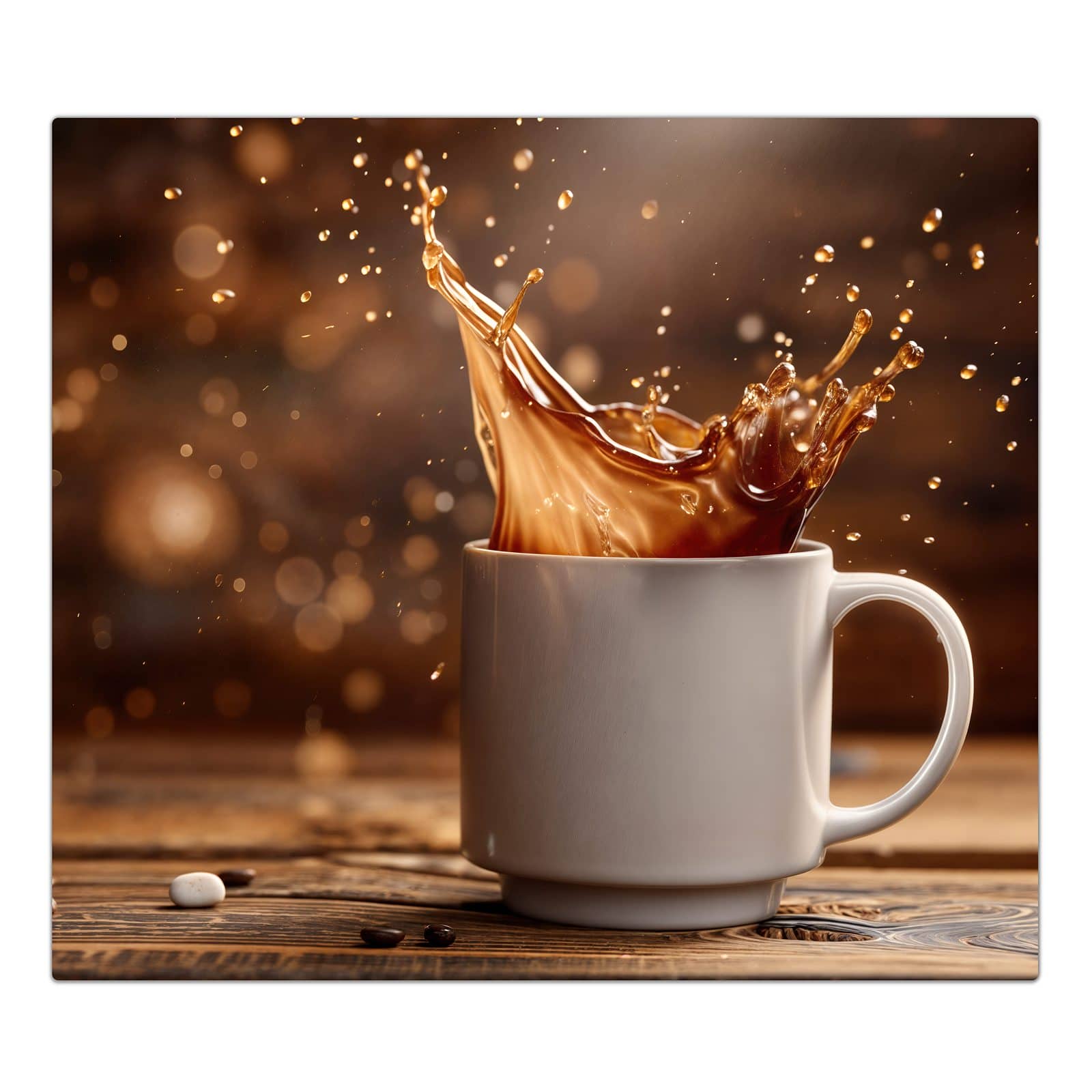 1-teilige Ceranfeldabdeckung mit Kaffee Spritzer-Motiv in der Frontansicht