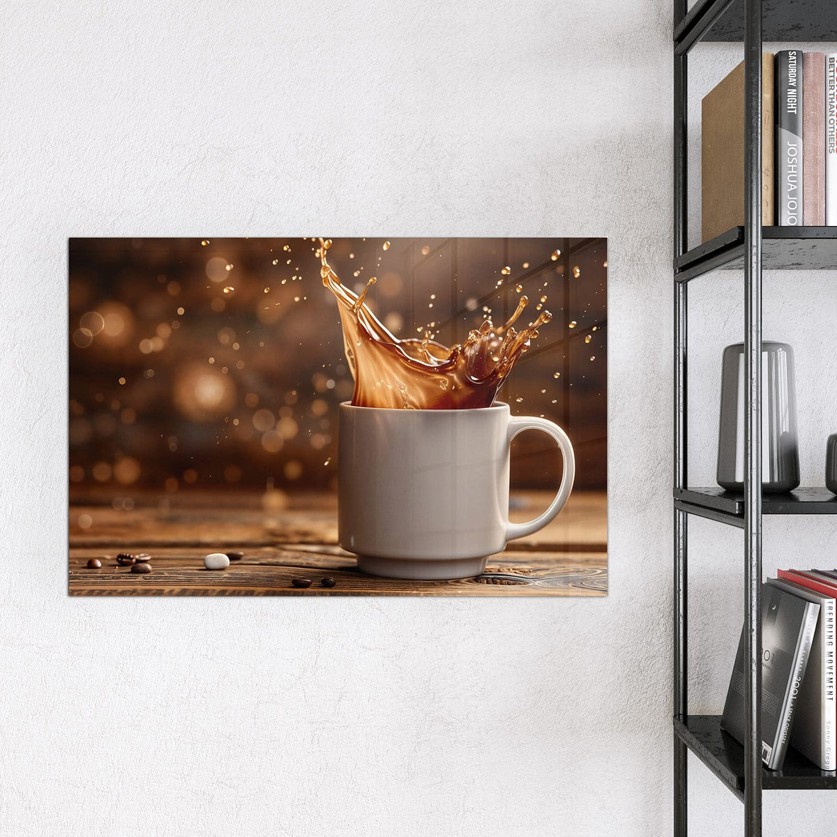 Magnettafel - Goldene Kaffeewelle – Kaffeewelle mit goldenem Bokeh