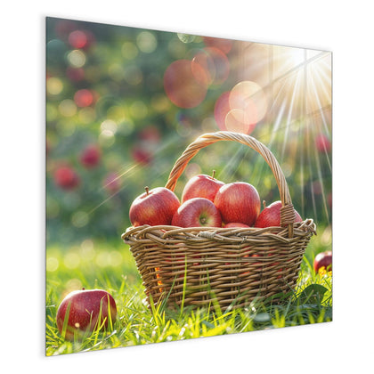 Magnettafel mit dem Motiv Korb mit roten Äpfeln