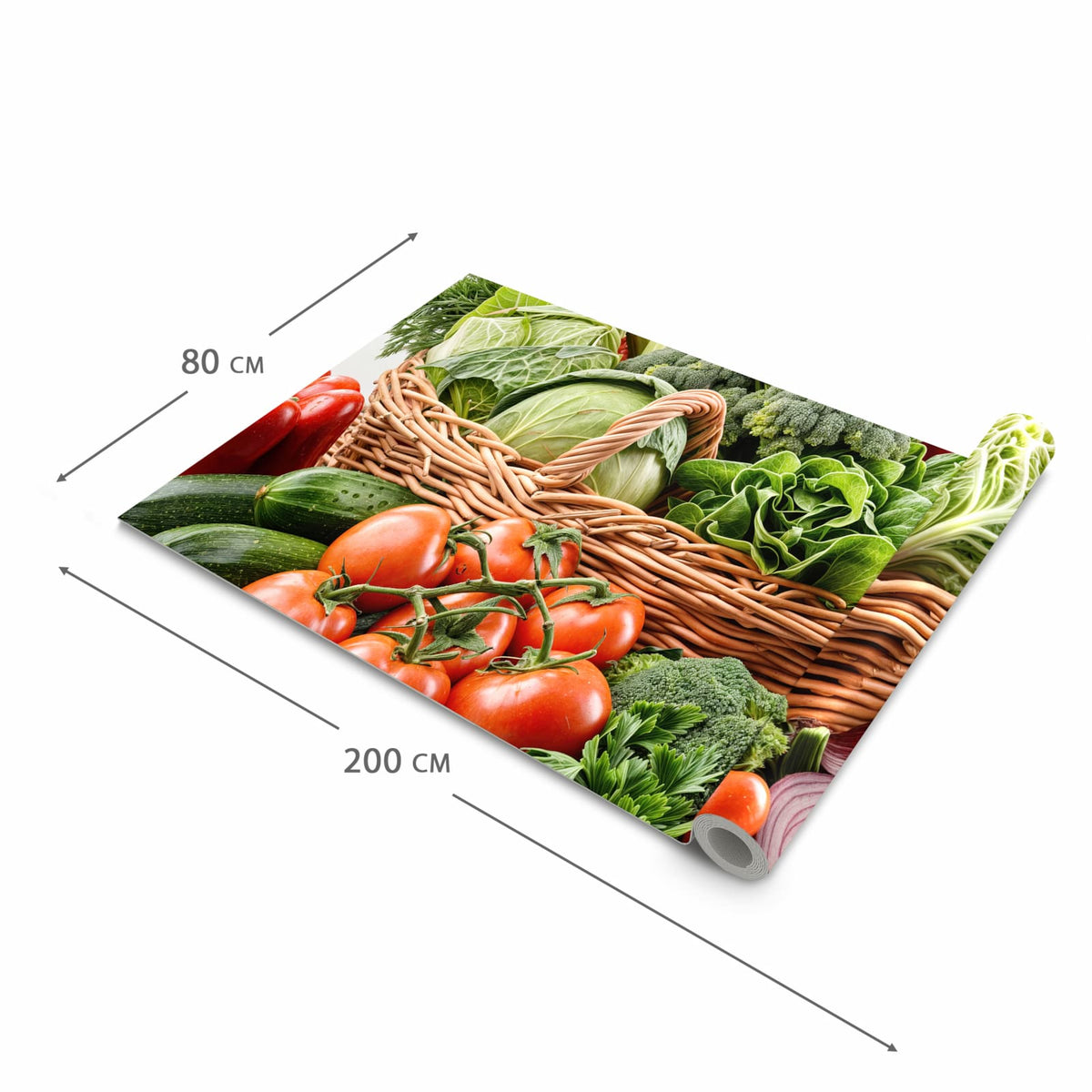 Komfortabler Läufer Küche mit Motiv Frisches Gemüse Korb in der Grösse 60x270 cm