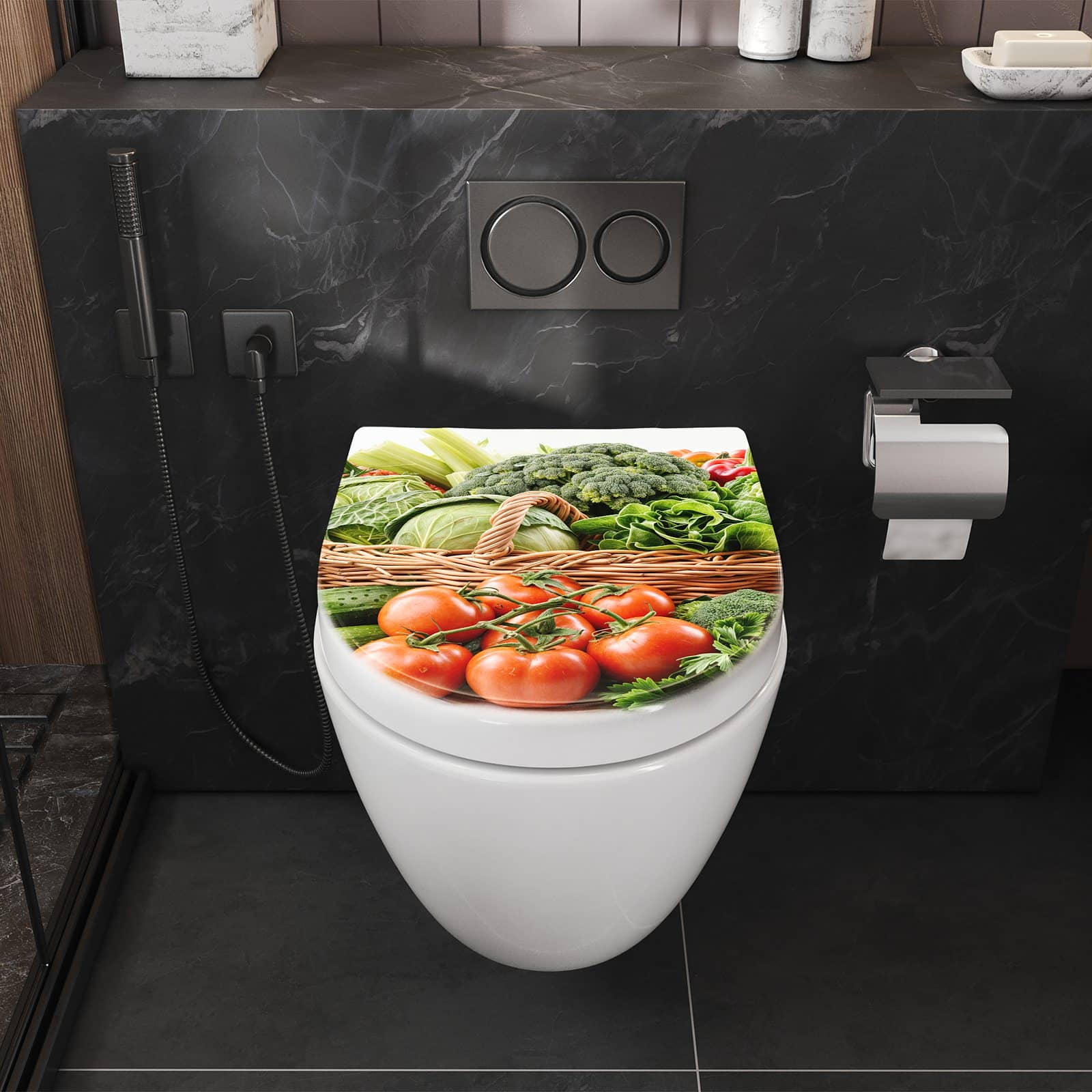 WC-Sitz mit Absenkautomatik Frisches Gemüse Korb