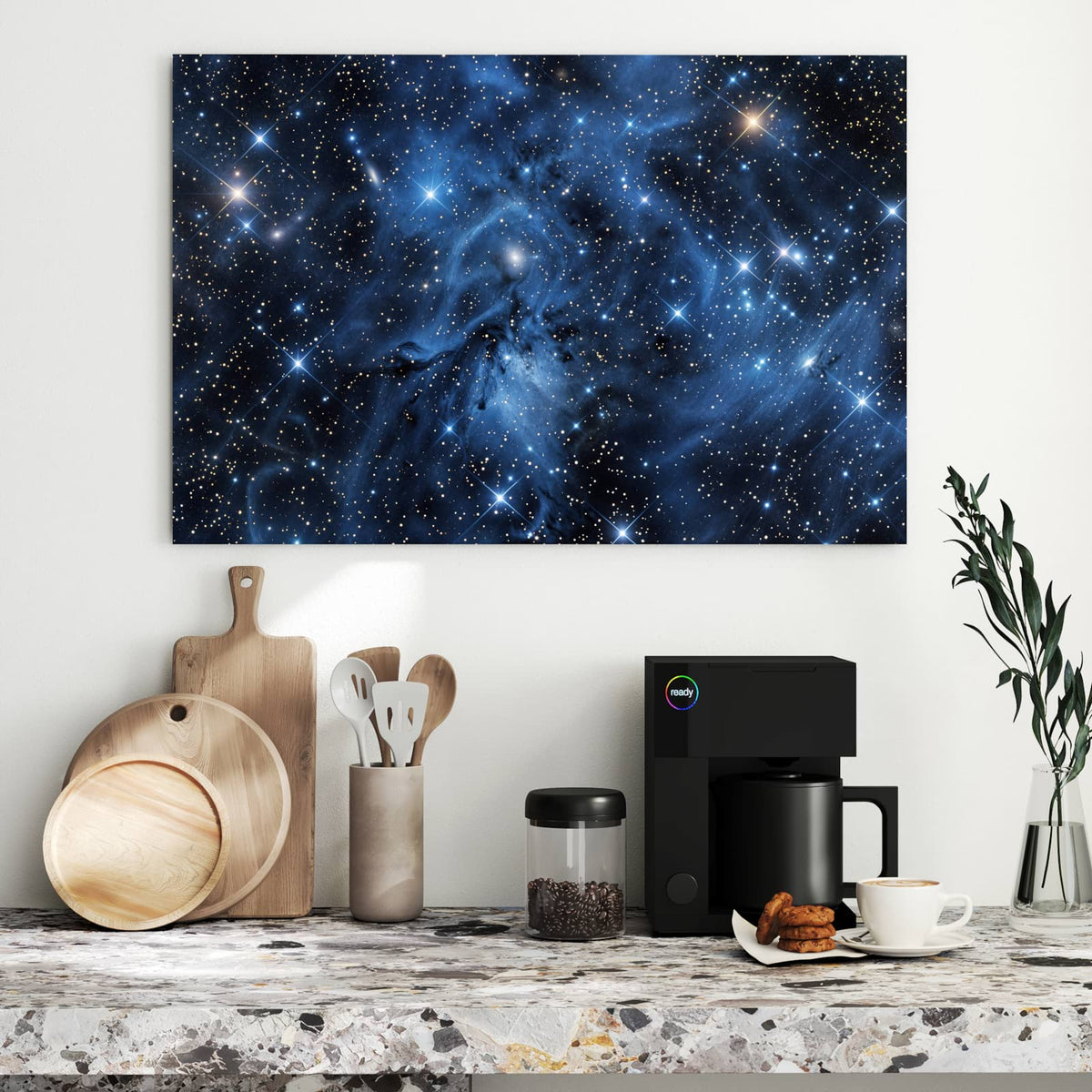 Metall Magnettafel - Blauer Sternennebel – Funkelnde Sterne in tiefem Blau