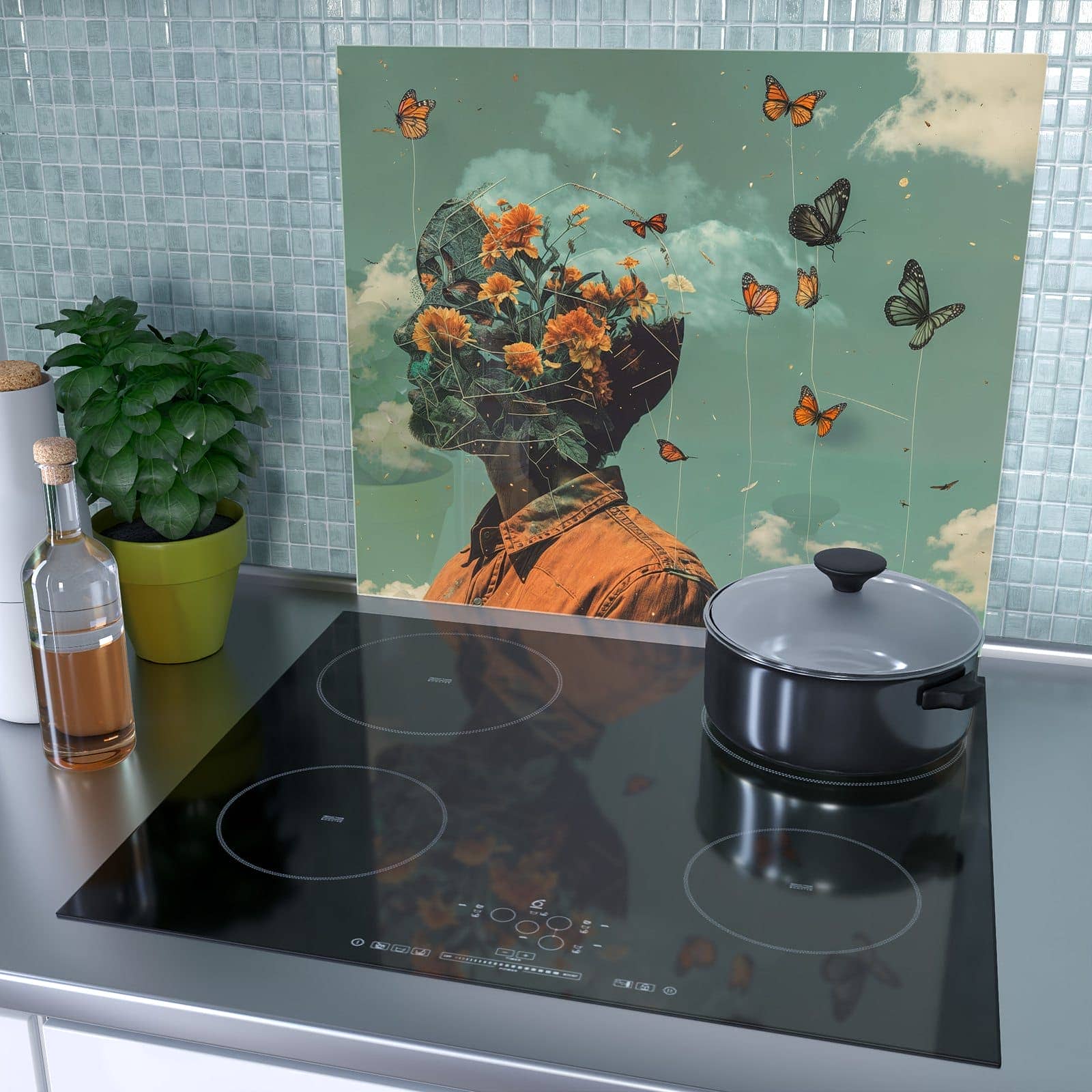 1-teilige Abdeckplatten für Herd mit Natur Vision-Motiv als Spritzschutz hinter dem Kochfeld
