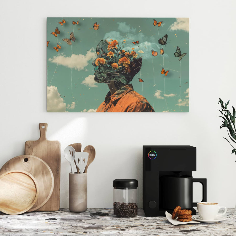 Maße Metall Magnettafel - Kopf voller Blumen