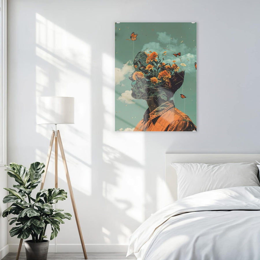Maße Wandbild - Kopf voller Blumen - Hochformat