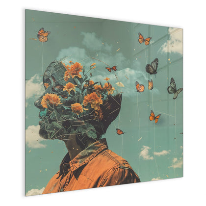 Magnettafel mit dem Motiv Kopf voller Blumen