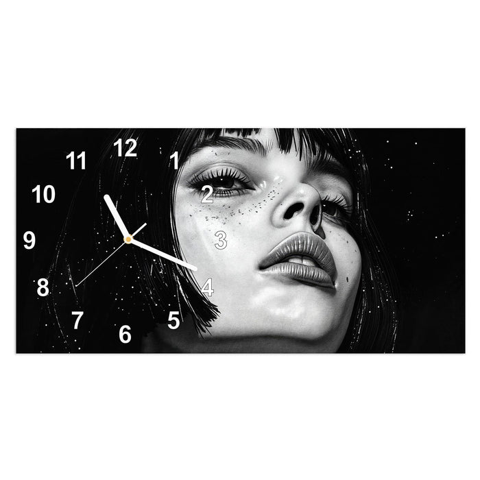 Wanduhr Mystischer Blick aus Glas – Querformat 60 × 30 cm mit Ziffernblatt Modern