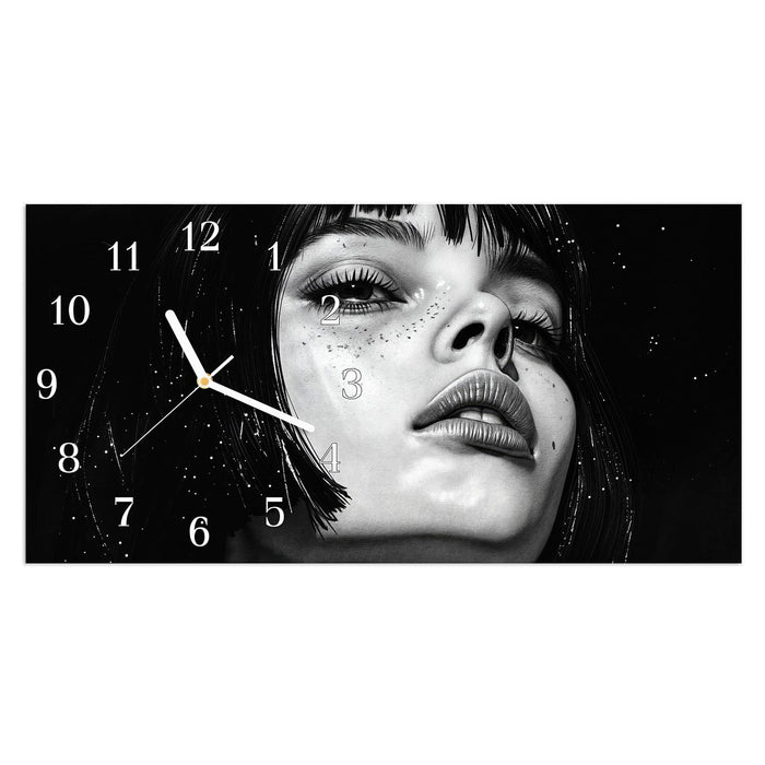 Wanduhr Mystischer Blick aus Glas – Querformat 60 × 30 cm mit Ziffernblatt Klassisch