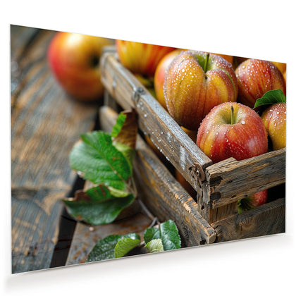Wandbild mit dem Motiv Äpfel in der Holzkiste
