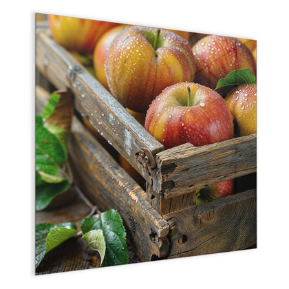 Magnettafel mit dem Motiv Äpfel in der Holzkiste