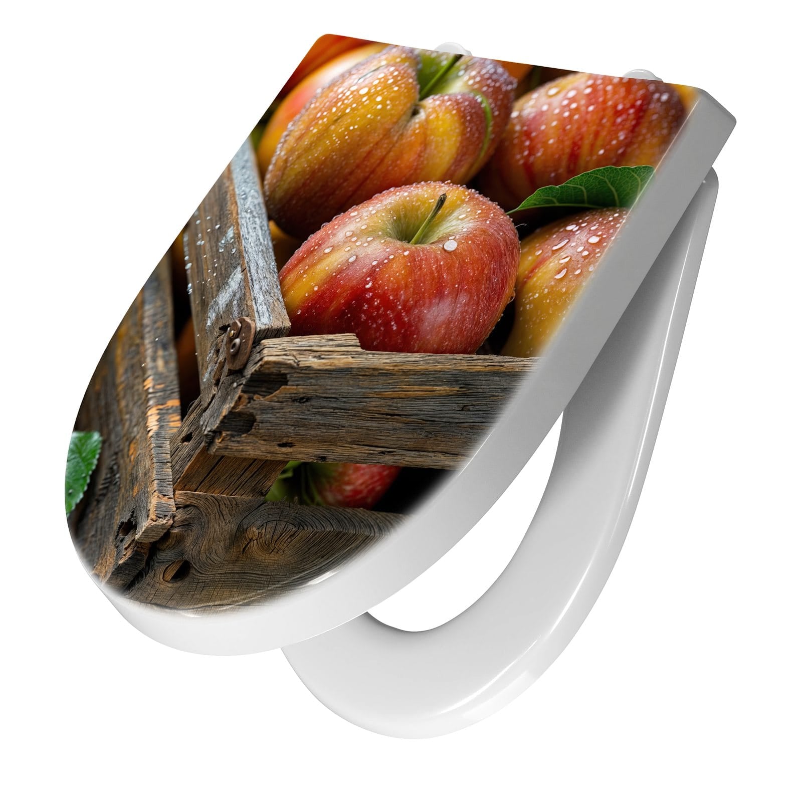 WC-Sitz mit Absenkautomatik Äpfel Holzkiste